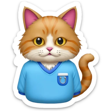 Weird cat wearing skibidi toilet shirt sticker