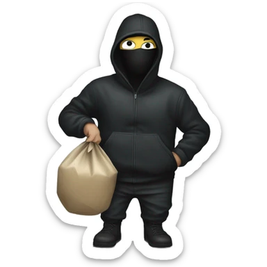 robber sneaking away with a large bag of money sticker