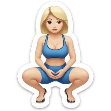busty blonde woman, full body, kneeling in a squat, SFW sticker