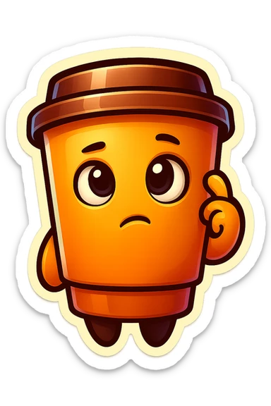 Tall coffee cup, pondering, thinking sticker
