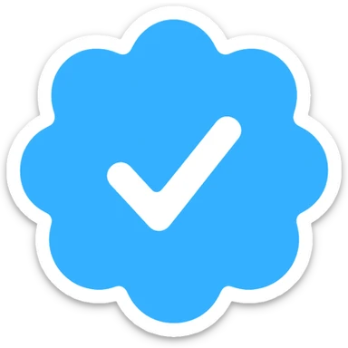 verified blue tick badge, flat color style, Instagram inspired sticker