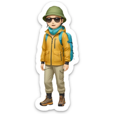 남미 여행에 가는 한국인의 전신을 그려줘! 바로 하이킹 갈 수 있을 정도로 잘 입은!

상체

🧥 방풍·방수 재킷 (고지대·우유니 필수)

👕 얇은 레이어드 2~3벌 (일교차 대비)

하체

👖 편한 바지(청바지 X, 스트레치 추천)

신발

👟 접지력 좋은 운동화 (마추픽추 필수)

🥾 우유니: 방수 신발 or 장화

악세사리

🧣 넥워머·모자 (아침/저녁 체감 -5~10도)

🕶️ 선글라스 (우유니·사막지역 눈부심 강함)
 sticker