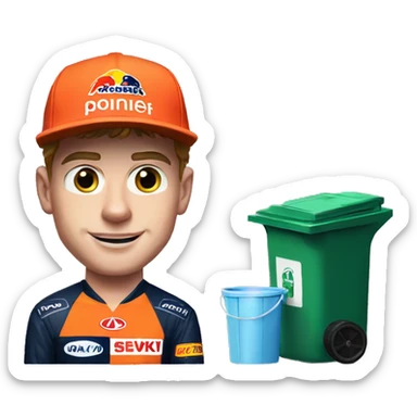 Max Verstappen max next to trash can sticker