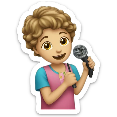 children sing song with microphone sticker