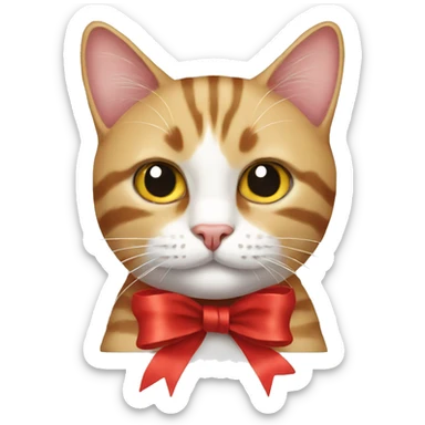 cat with ribbon sticker