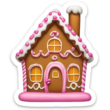 Gingerbread house with a pink bow  sticker