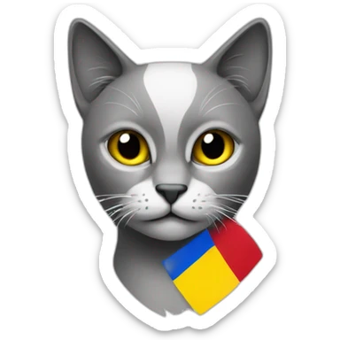 Cat black and white and Romanian flag  sticker