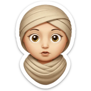 Mummy Cartoon: Chubby, friendly-looking mummy with oversized eyes and loose wrappings
 sticker