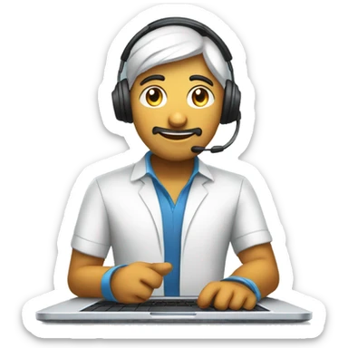 an indian online maths tutor teaching through the laptop wearing a headset sticker