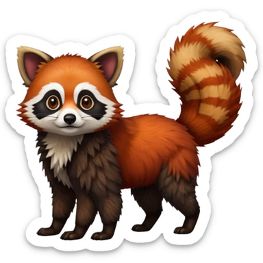Realistic 4-legged quadrupedal Red-Panda-Lemur-Raccoon-Dog-Red-Fox-animal-fusion-hybrid, Full body sticker