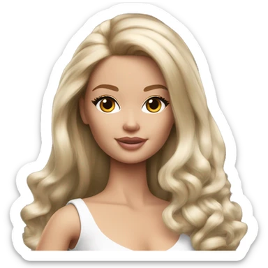 Beautiful Barbie brunette light hair. White skin sticker