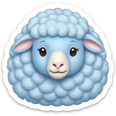 dreamy pastel blue sheep with fluffy wool and sleepy expression, like from a dream sticker