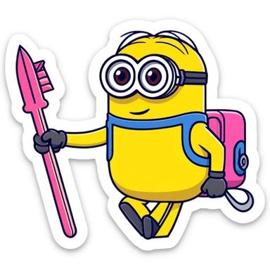 Minion shooting a Barbie  sticker
