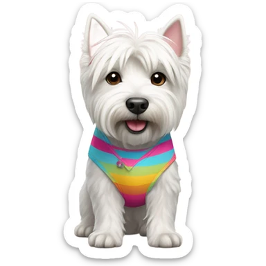 Westie wearing a bathing suit  sticker