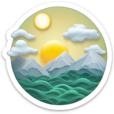 mountain-pine-waves-clouds-sun-moon sticker