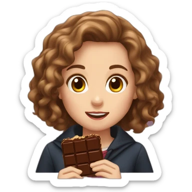 Hermione Granger eat a chocolate sticker
