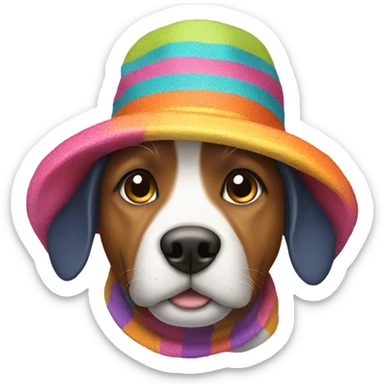 Dog wearing hat sticker