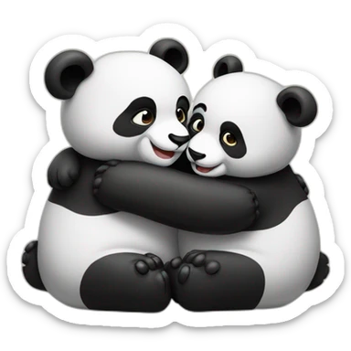 Two hugging pandas sticker