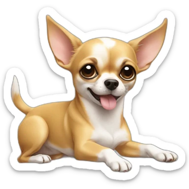 chihuahua hold in paw a huge stone sticker
