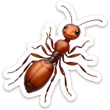 Beautiful and Majestic Ant Portrait Emoji, Head and body rendered in serene repose with a gentle, content smile, showcasing a finely detailed, compact form with eyes softly closed in tranquil slumber, Simplified yet exquisitely endearing features, highly detailed, glowing with a soft, drowsy natural light, high shine, relaxed and utterly noble, stylized with an air of timeless industrious grace, soft glowing outline, capturing the essence of a majestic ant that embodies the quiet power of nature! sticker