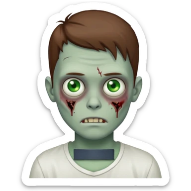zombie boy with brown hair and white shirt sticker