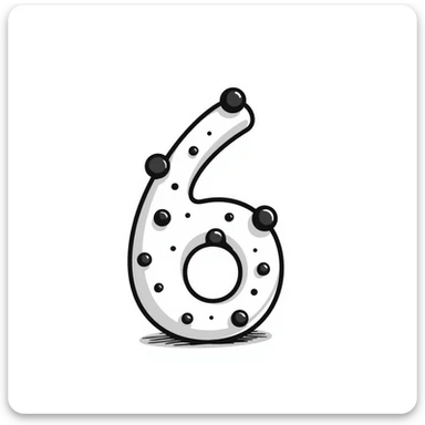 Handdrawn number six with pearl accents sticker