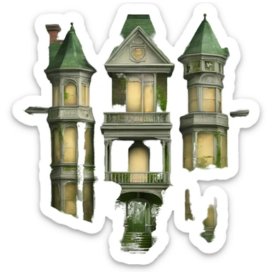 Barbie’s Queen Anne Victorian haunted mossy overgrown mansion sticker
