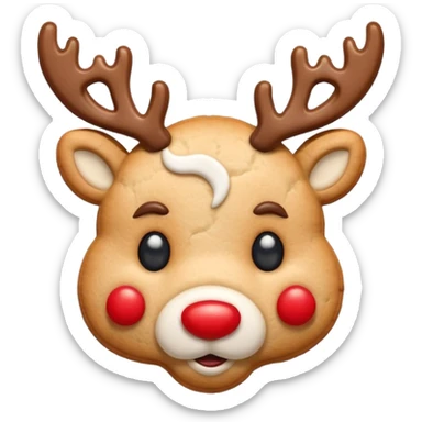 reindeer head shape cookie, no eyes, only have red nose on face sticker