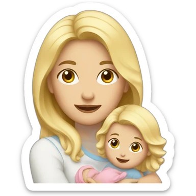 blonde mother with 2 babies sticker
