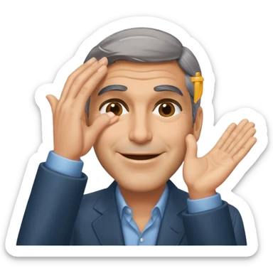 George clooney covering his eyes with his hand sticker