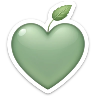 sage green heart with transparent bg without highlights, more thin and narrow, basically like this 🩷 shape sticker