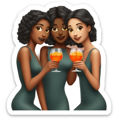 three beautiful girls drinking aperol sticker