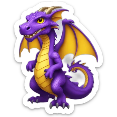 purple dragon with yellow eyes wearing magician clothes sticker