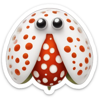 Fly agaric emoji in which white dots are replaced with eyes sticker