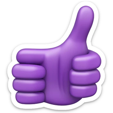3D emoji of a purple hand showing thumbs up, soft lighting, playful and modern, branded style sticker