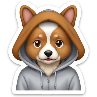 Dog wereing hoddi sticker