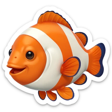 a clownfish, apple emoji style sticker