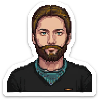 80s Man with beard sticker