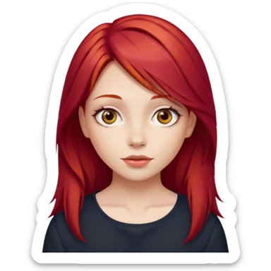 girl with cherry red hair long  sticker
