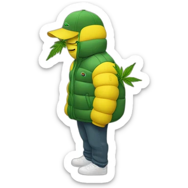 Weed smoker with lacoste yellow puffer sticker