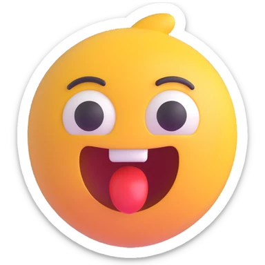 Shocked emoji in 3D style with a surprised expression, variant 2, no background, transparent background. sticker