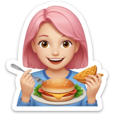 Emoji eating a ton of food shld b gorl sticker