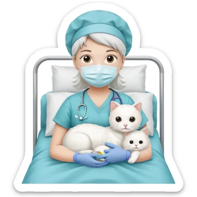 scrub nurse with cats and operation  bedds sticker
