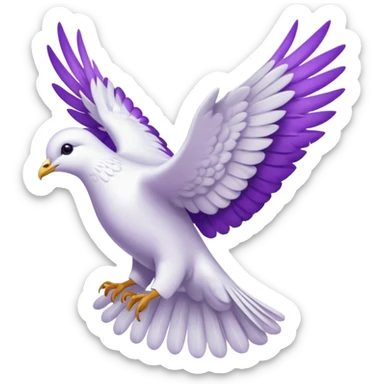 White and purple dove flying towards heaven  sticker