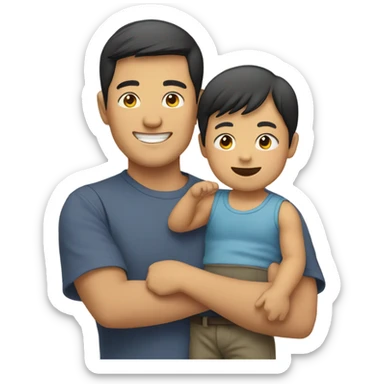 Asian man with small child sticker