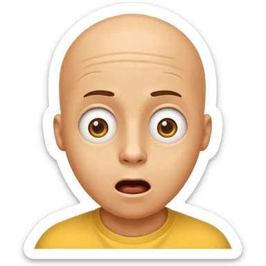 a classic yellow bald emoji, when he/she see bil, and suprised with cheapest prices sticker