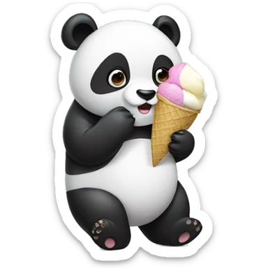 Panda eating ice cream sticker