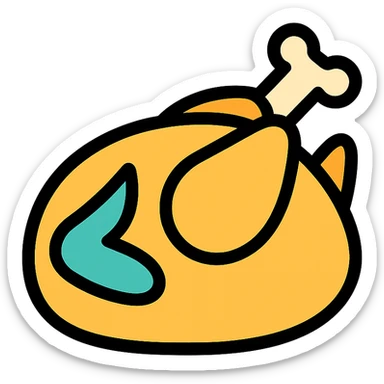 color outline icon style chicken sticker