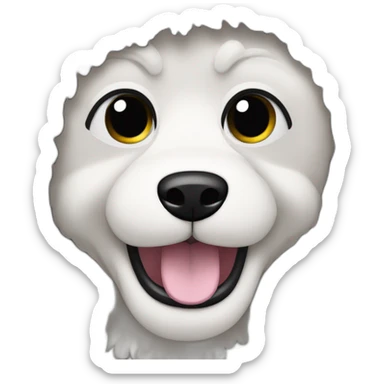 rapper-with hoop-white skin-black hair-beard-bichon dog-white-smile sticker