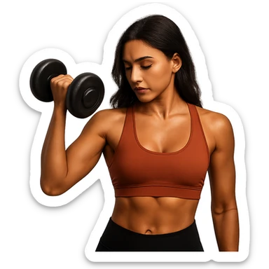 tan brunette woman lifting weights, variation 1 sticker